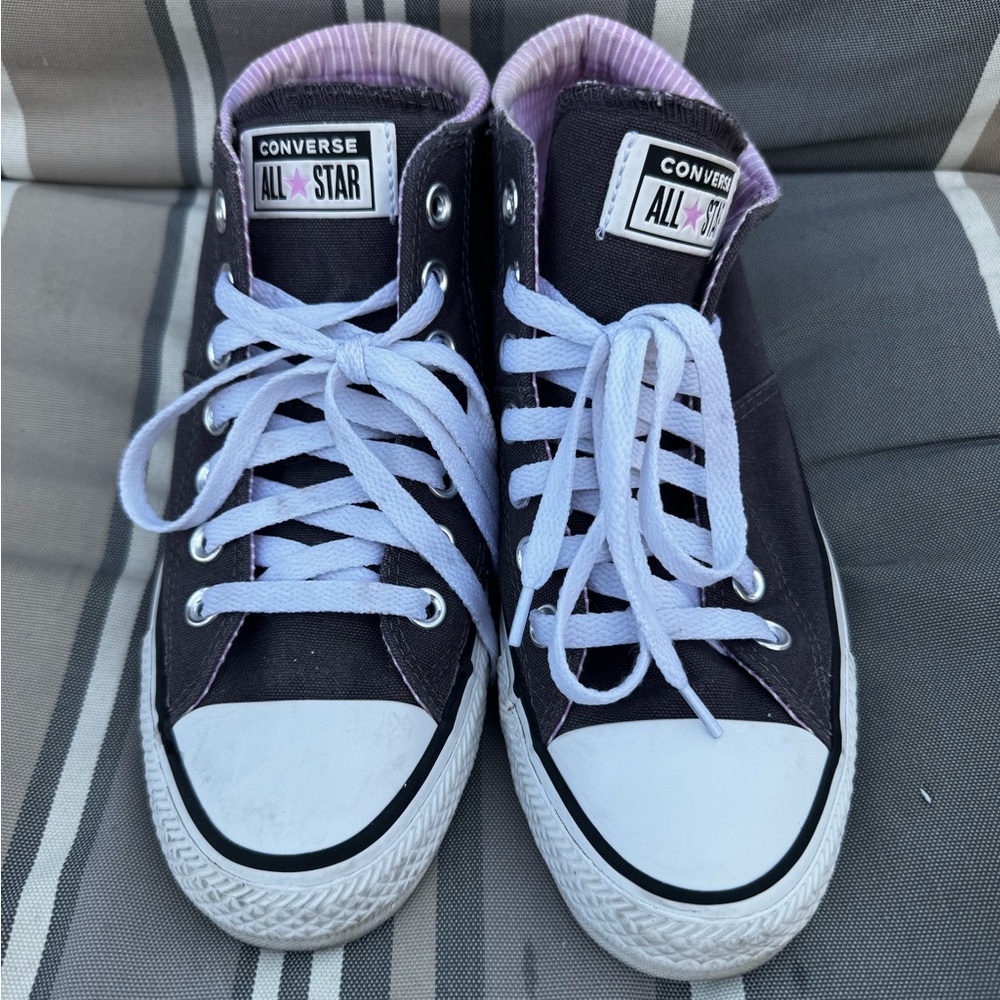 Converse Striped Purple and Black High-Tops
